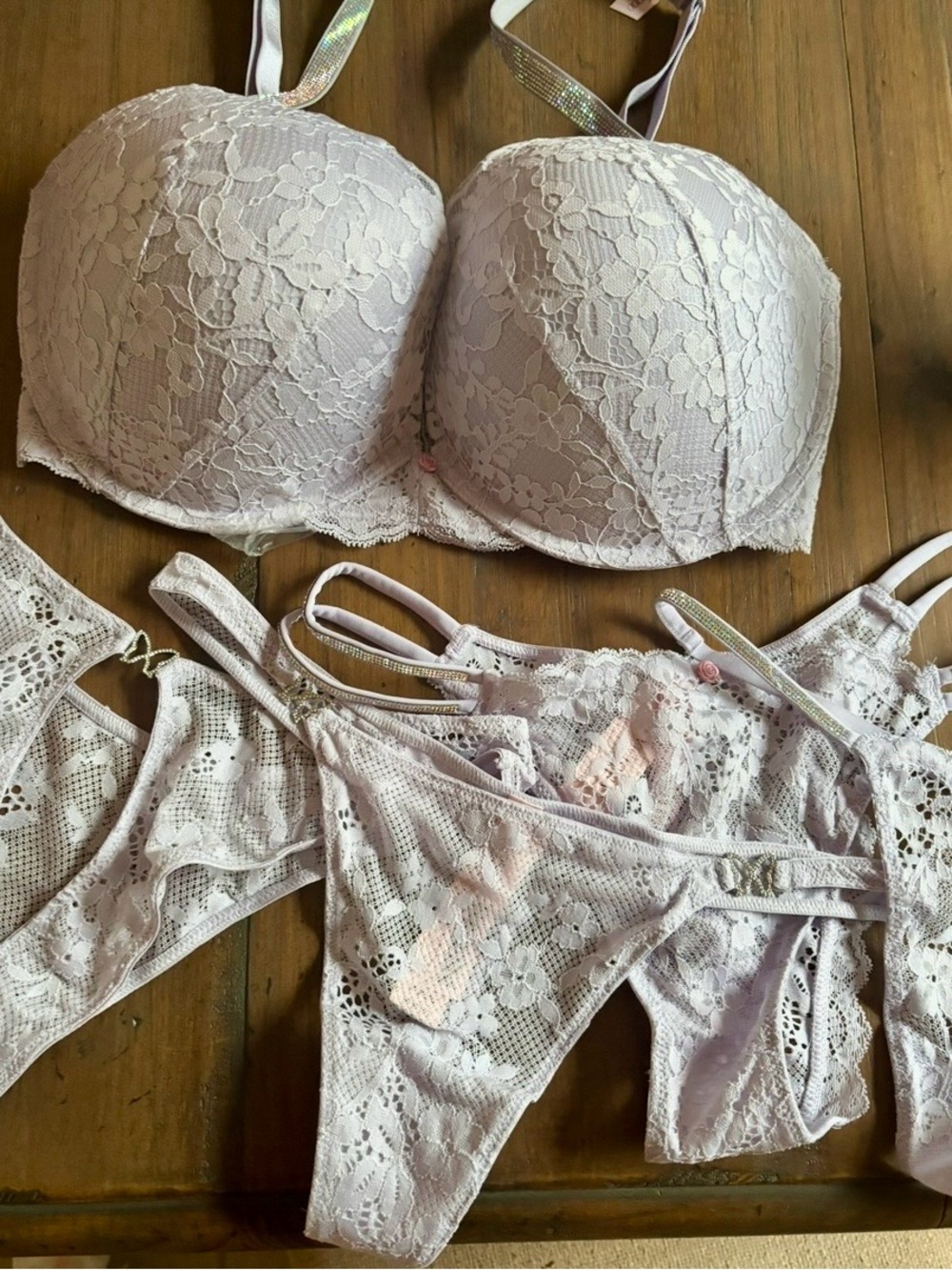 NWT Victoria’s Secret lilac twinkle strap bra and panties bundle